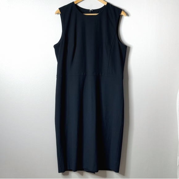 Ann Taylor Shift Dress Sheath Dress Navy Blue Sleeveless Zip Back Carer Work 16 - Picture 2 of 10